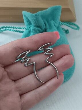 Tiffany@Co. Paloma Picasso ZigZag Bol Scribble Sterling Silver Stud Earrings